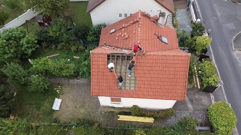 Vue aérienne d'une toiture